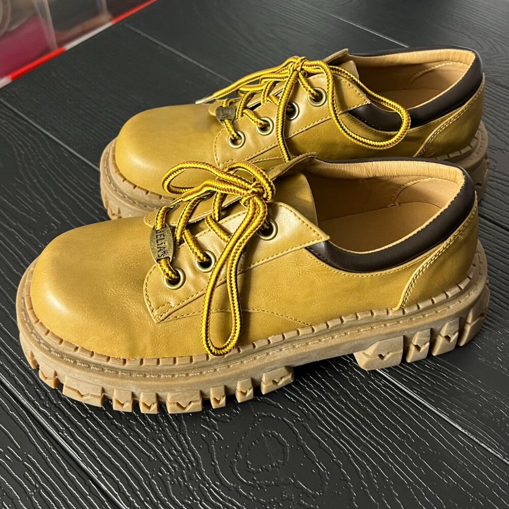 dELiA*s Chunky Platform Lace-Up Shoes in Tan and Black - Picture 6 of 9